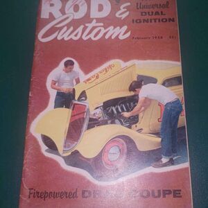 February 1956 Rod & Custom Magazine - Firepowered Drag Coupe